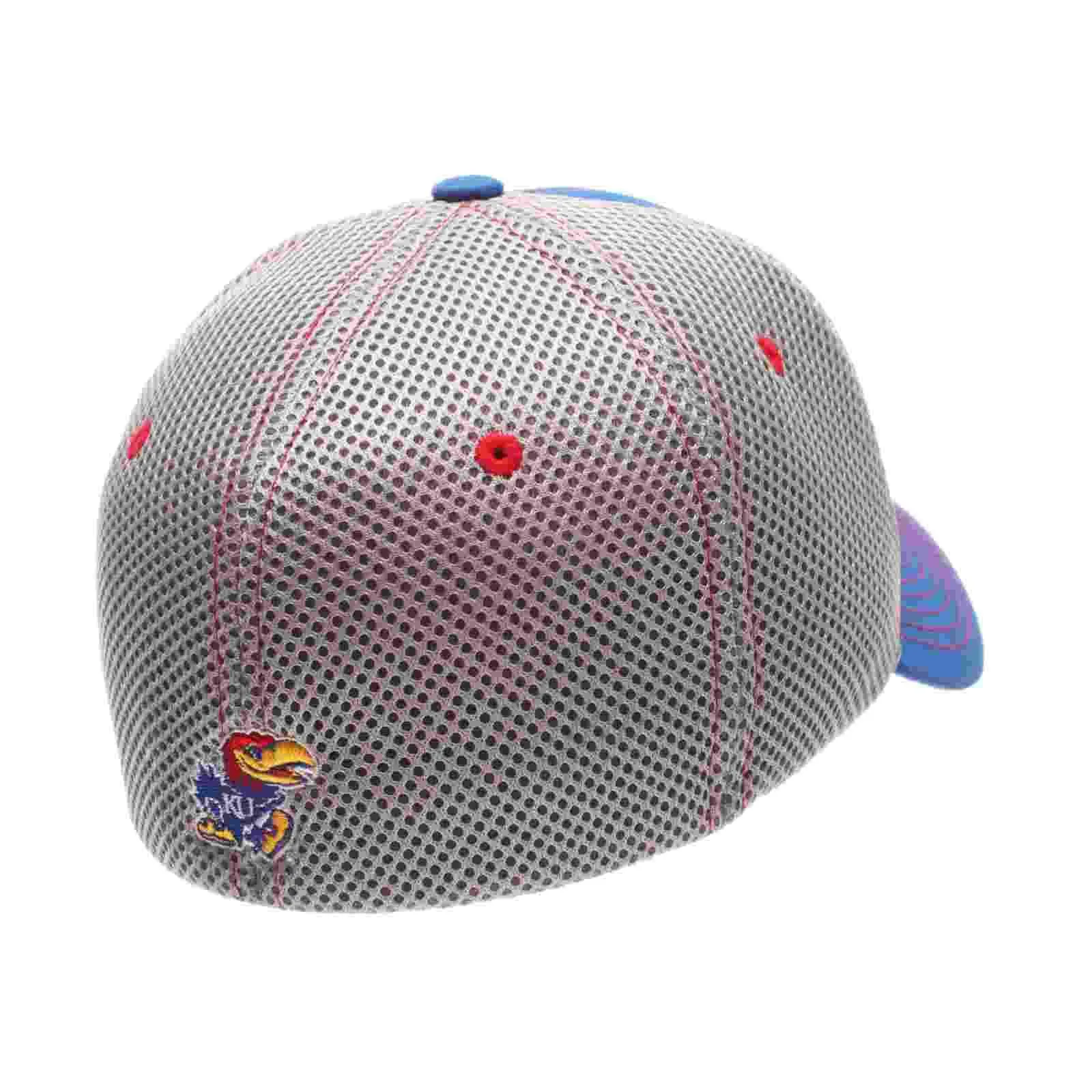 Kansas Jayhawks Zephyr Pregame Blue Gray Stretch Fit Structured Hat Cap