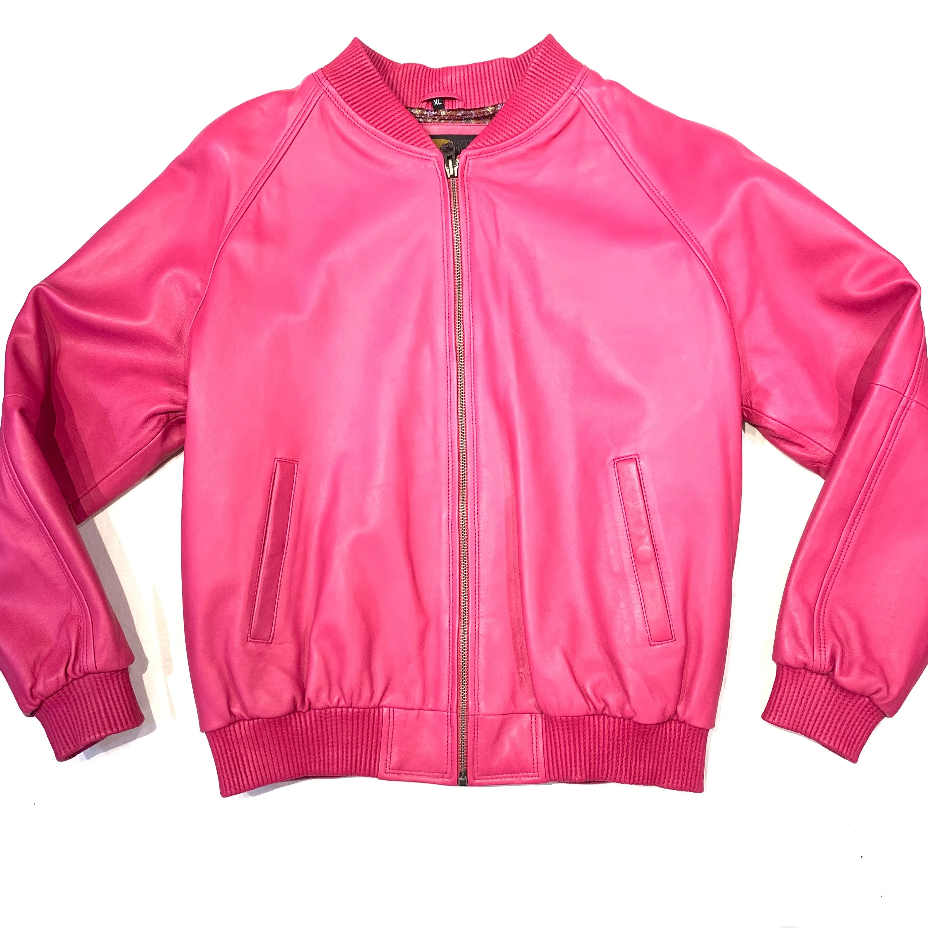 Kashani Pink Lambskin MA-1 Bomber Jacket