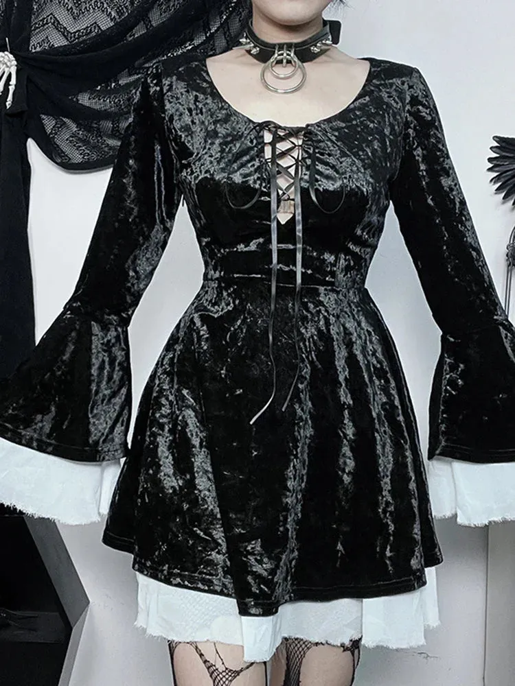 Lace Medieval Up Vintage Queen Velvet Party Cosplay Witch Renaissance Dress-up Frock