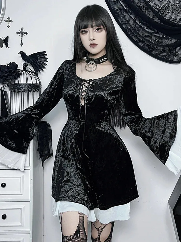 Lace Medieval Up Vintage Queen Velvet Party Cosplay Witch Renaissance Dress-up Frock