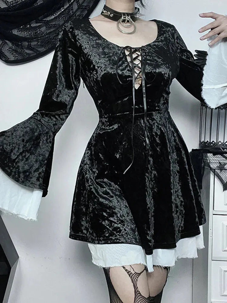 Lace Medieval Up Vintage Queen Velvet Party Cosplay Witch Renaissance Dress-up Frock