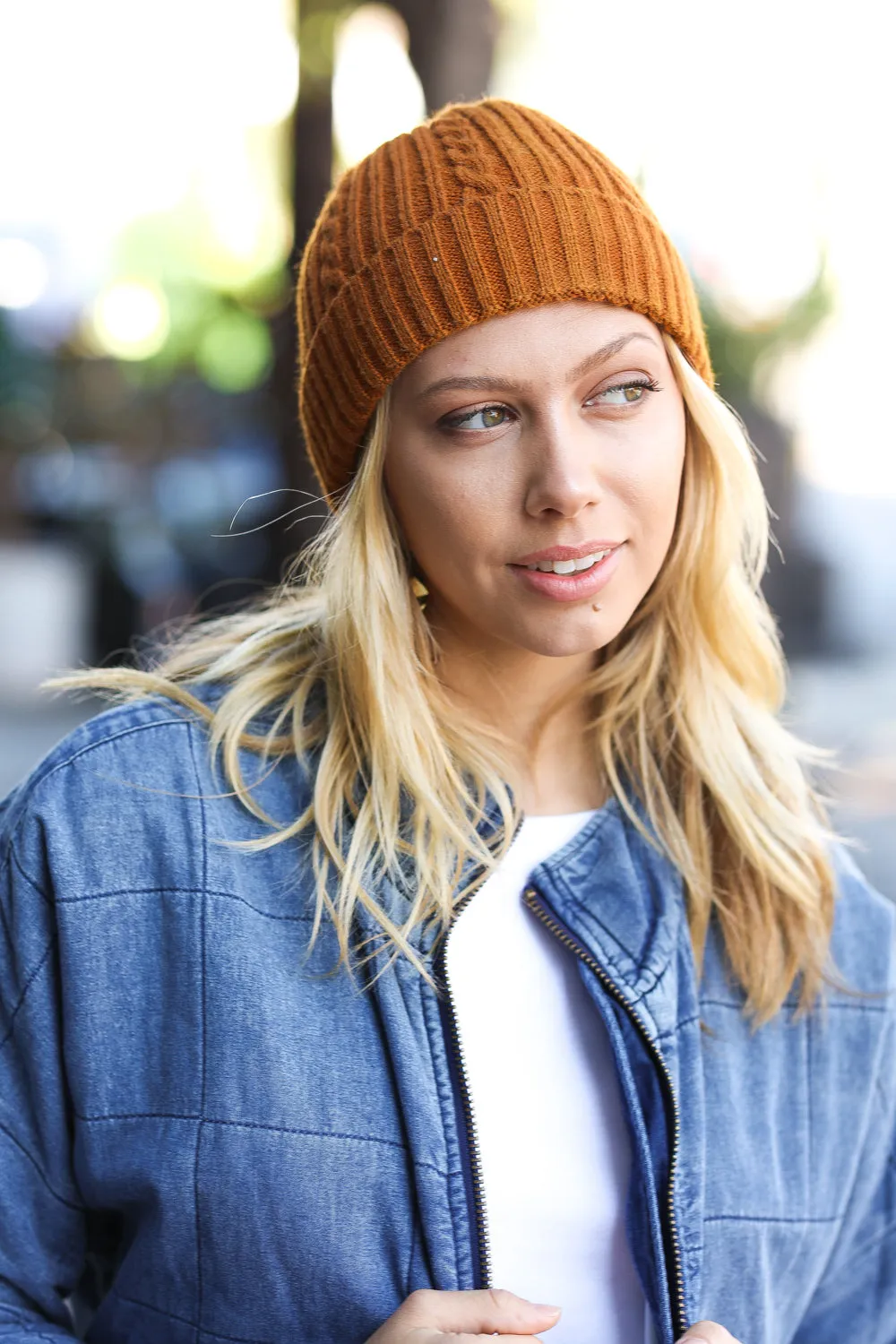 Let's Go Mustard Cable Knit Beanie