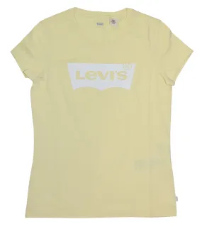 Levi's Women's Slim Crew Neck Tee Shirt Batwing Mood Yellow