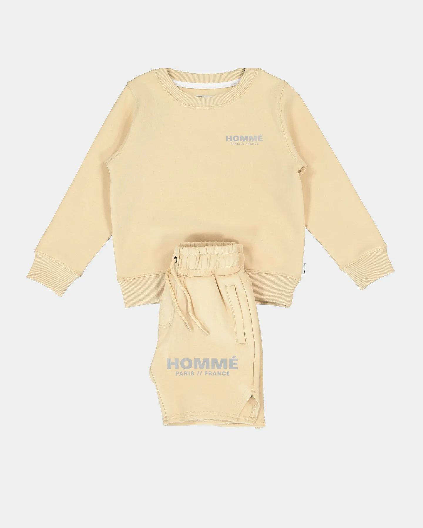 Lil Homme Kids' Motion Crewneck Set Cappuccino/Grey