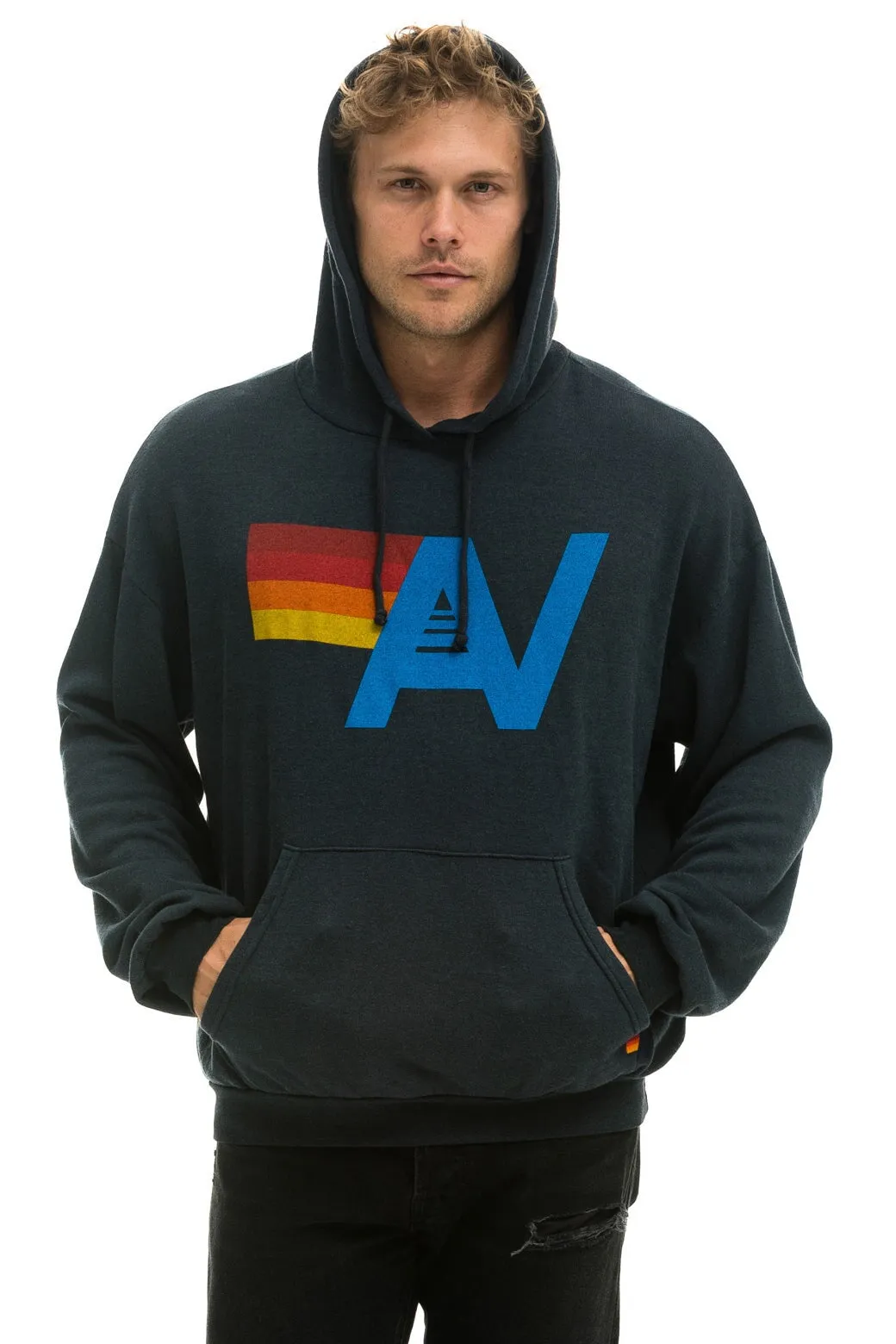 LOGO PULLOVER RELAXED HOODIE - CHARCOAL