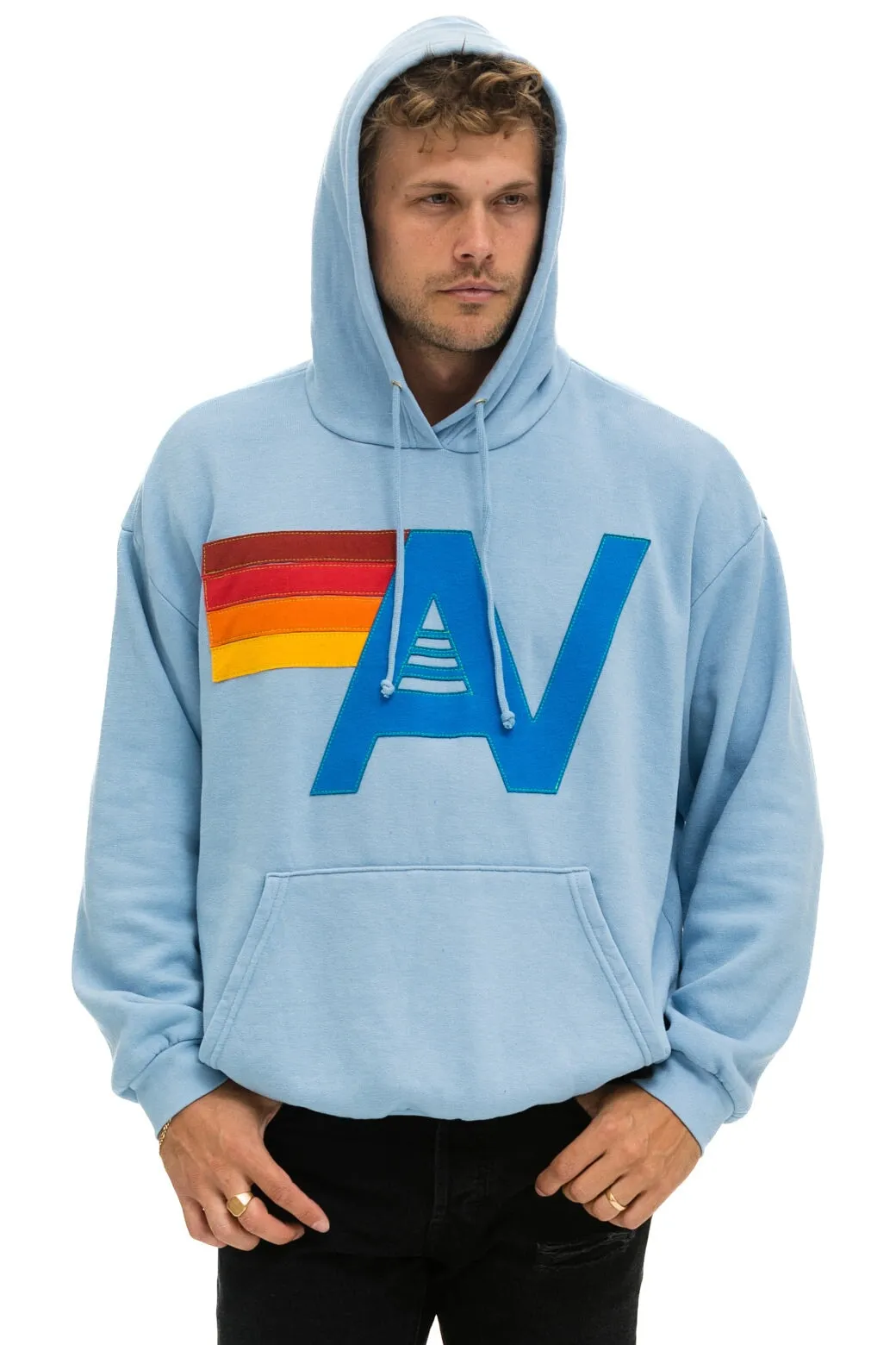 LOGO STITCH PULLOVER RELAXED HOODIE - ICE