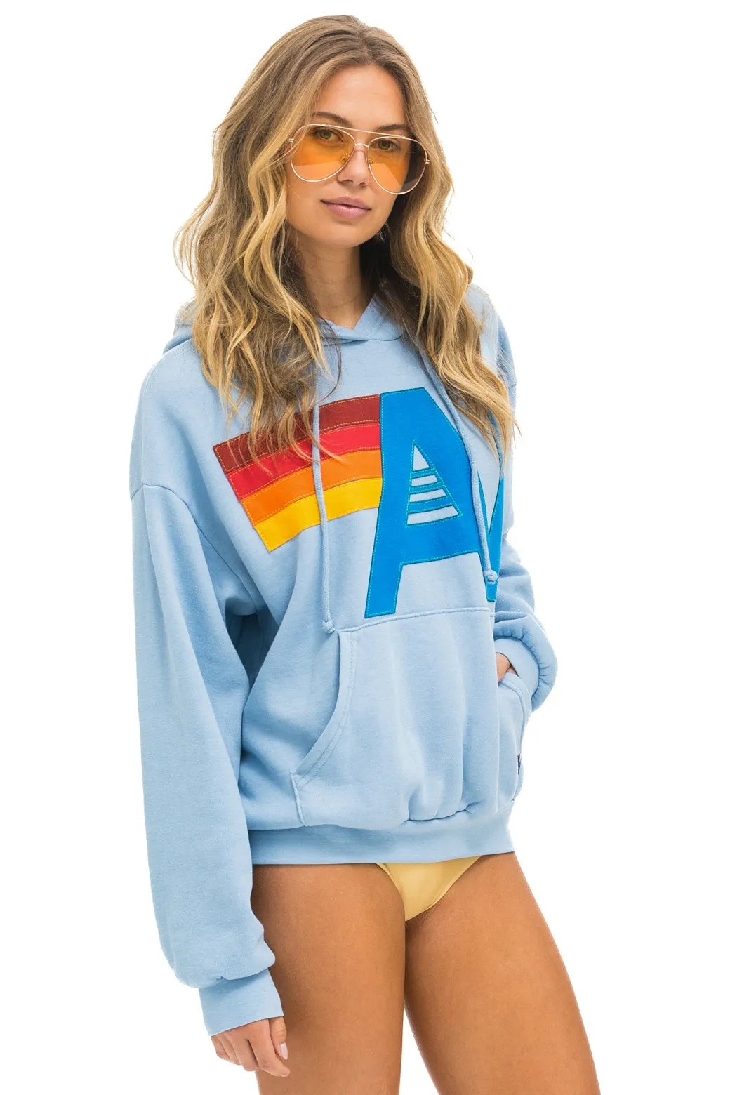 LOGO STITCH PULLOVER RELAXED HOODIE - ICE