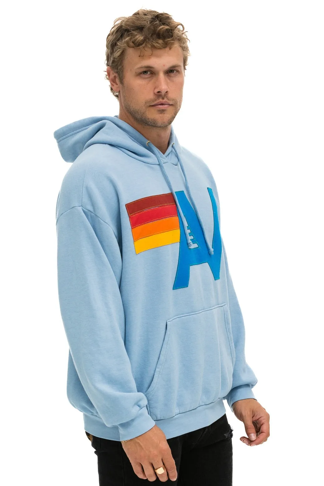 LOGO STITCH PULLOVER RELAXED HOODIE - ICE