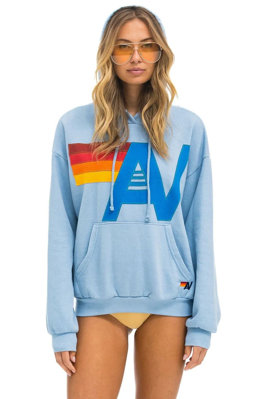 LOGO STITCH PULLOVER RELAXED HOODIE - ICE