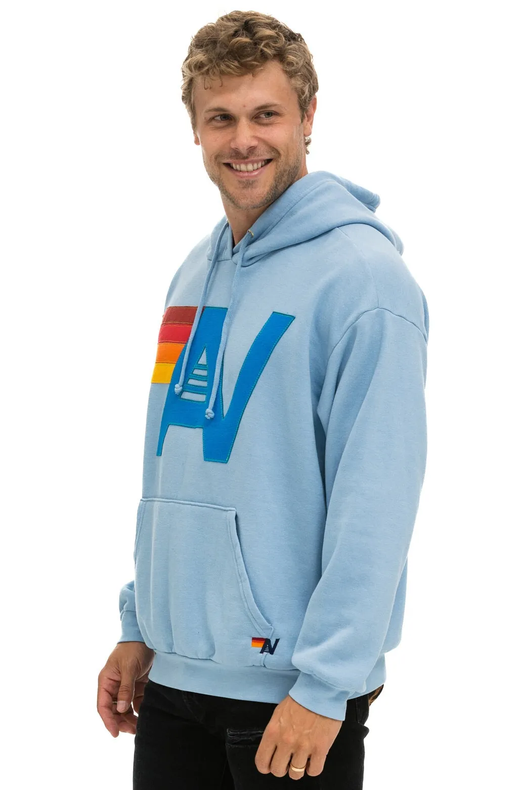 LOGO STITCH PULLOVER RELAXED HOODIE - ICE