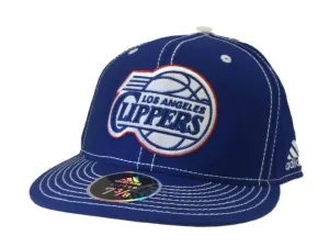 Los Angeles LA Clippers Adidas Blue Structured Fitted Flat Bill Hat Cap (7 3/8)