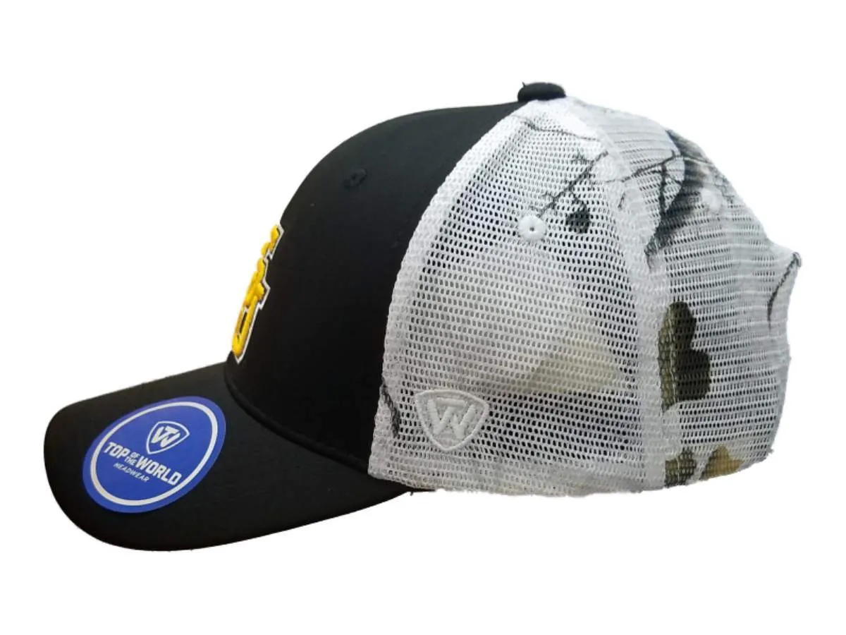 LSU Tigers TOW Black with Camo Mesh "Pierce" Style Structured Snapback Hat Cap