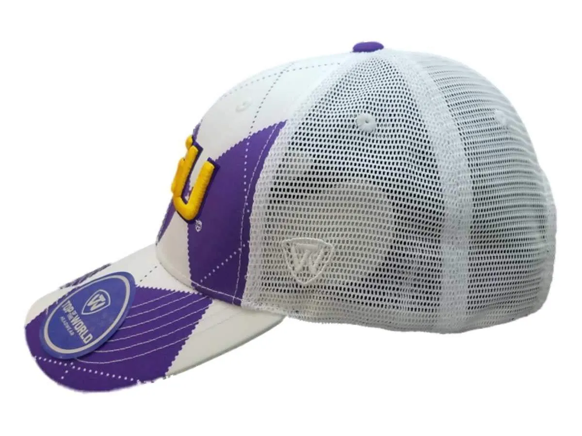 LSU Tigers TOW Purple White Argyle "Get Loud" Mesh Structured Adj. Strap Hat Cap