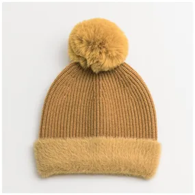 Marigold Fur Pom Pom Beanie