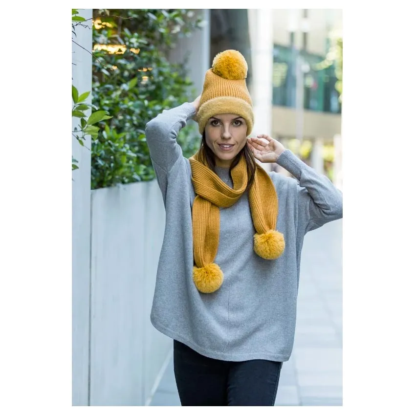 Marigold Fur Pom Pom Beanie