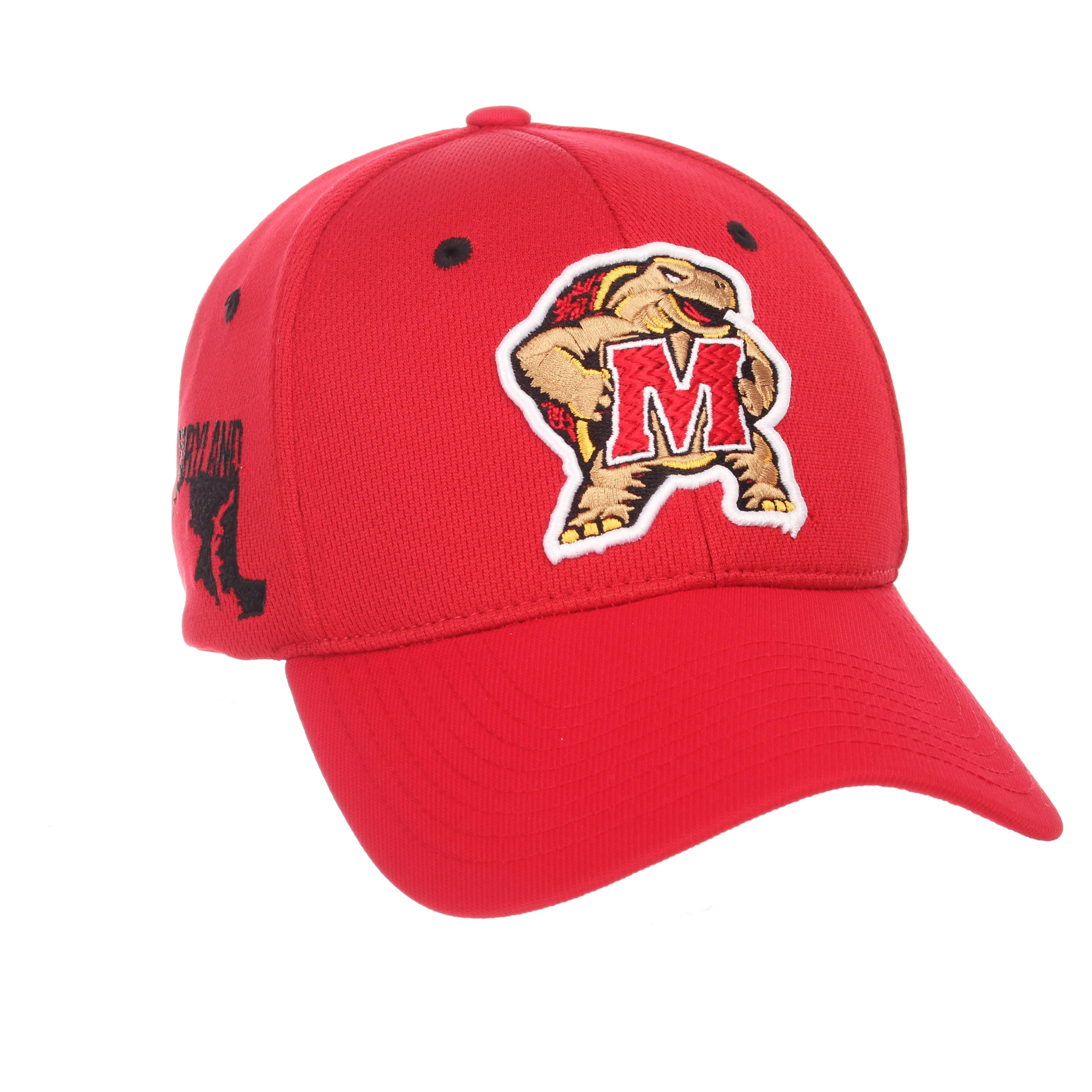 Maryland Terrapins Zephyr Red "Rambler" Structured Stretch Fit Hat Cap (M/L)