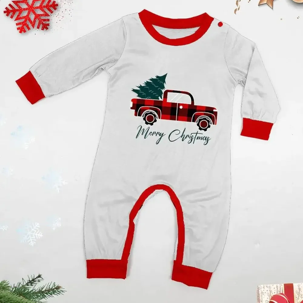 Matching Family Pajamas Sets Merry Christmas Top and Plaid Pants