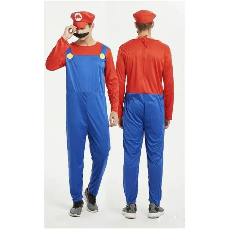 Men Brothers Deluxe Outfit Elegant Super Cosplay Luigi Halloween Attire