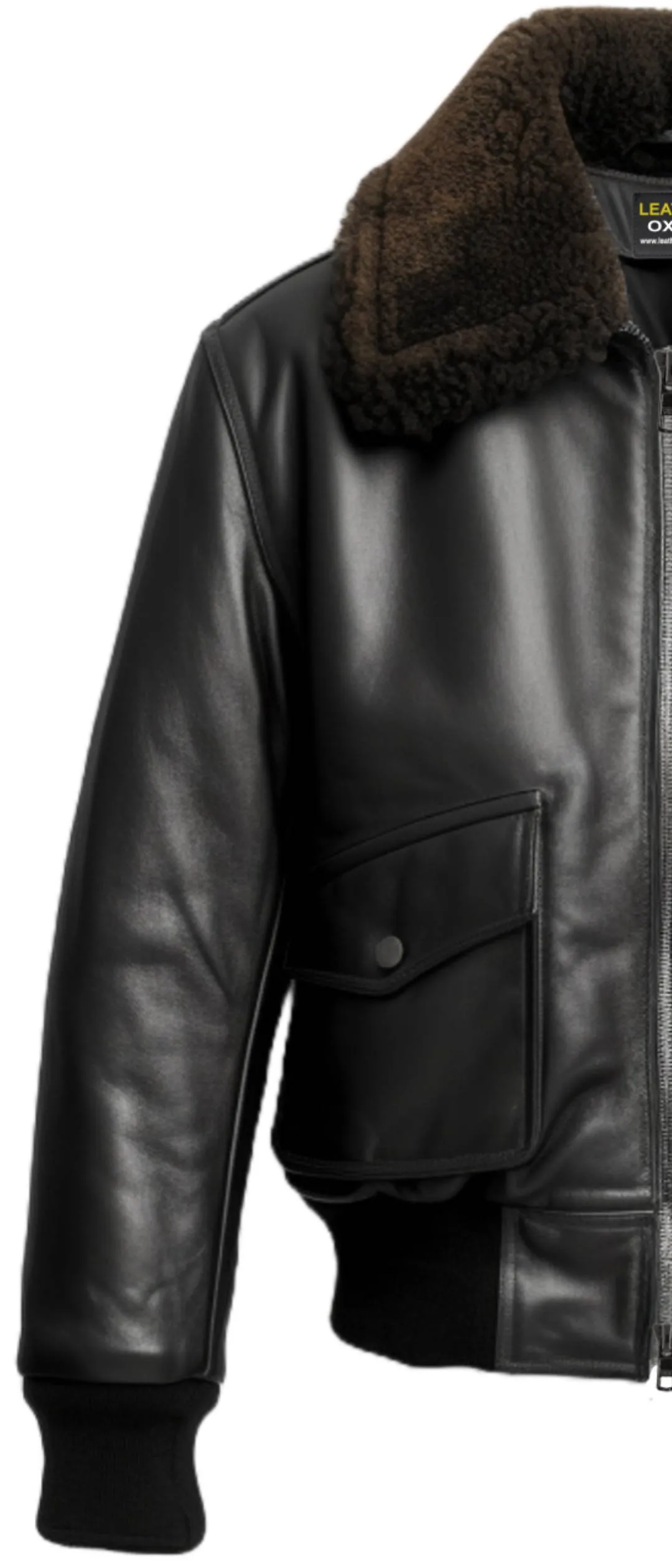 Men G1 Black Leather Flight Bomber Jacket