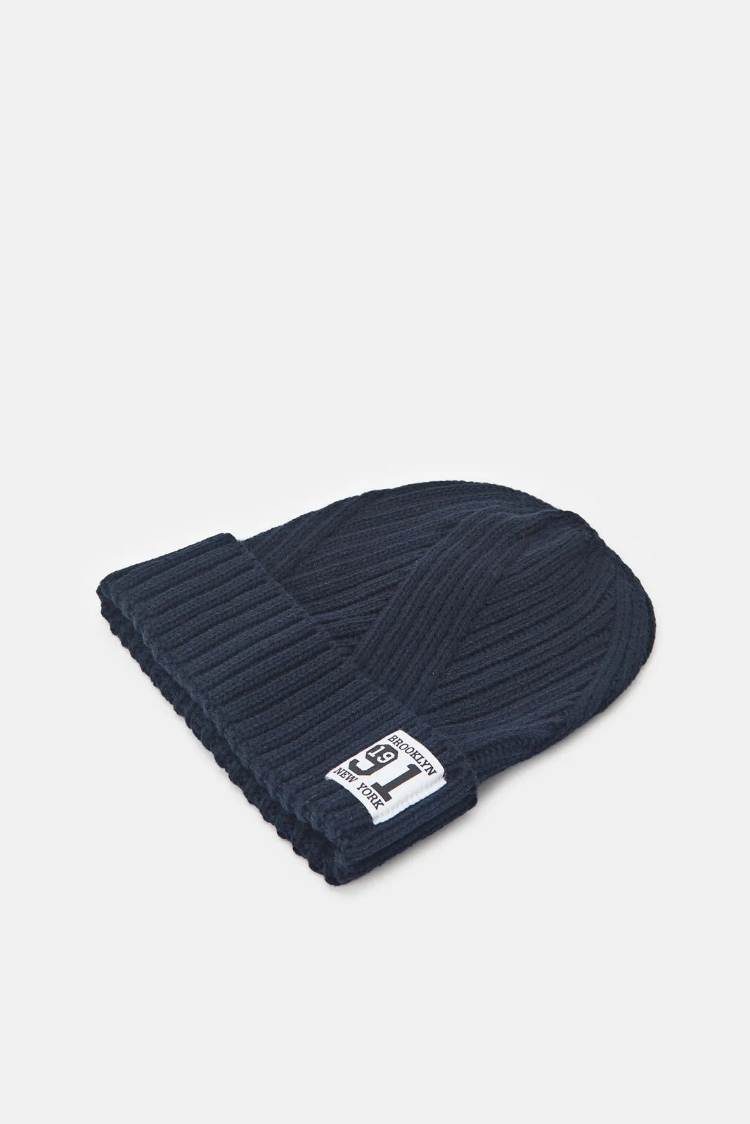 Men Navy And Mustard Knitted Cap Set (Pack of 2)