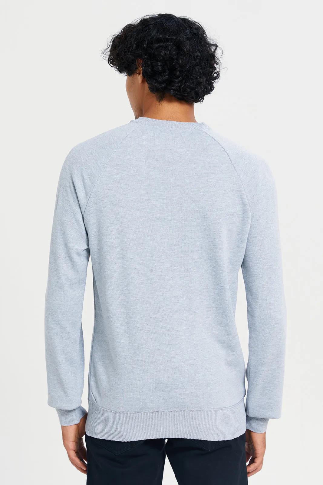 Men Teal Crew Neck Pullover