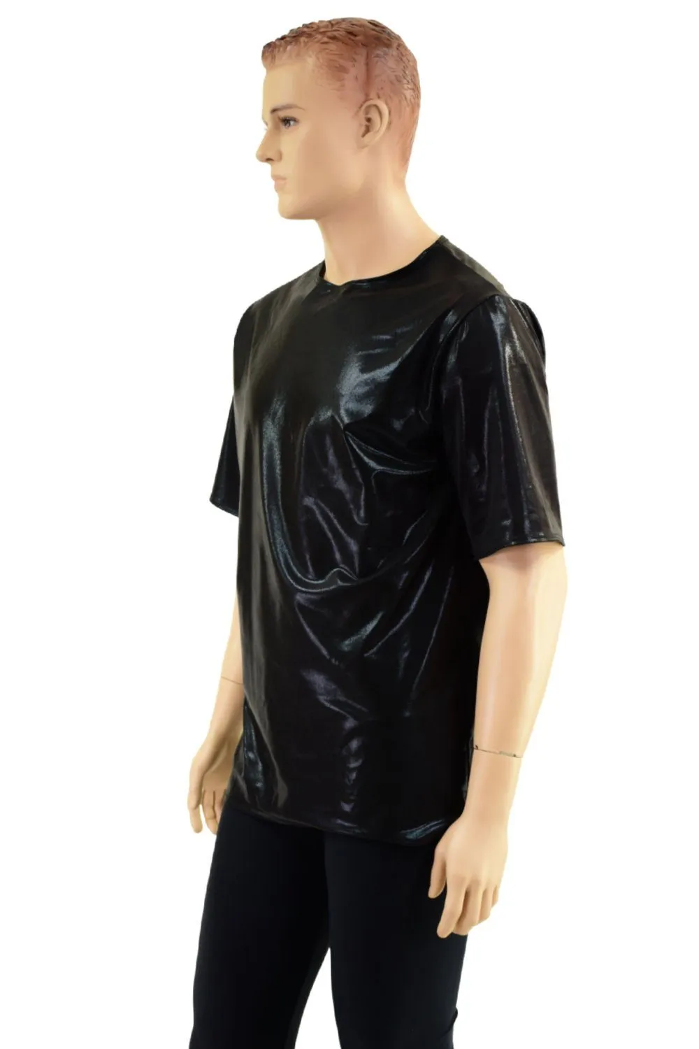 Mens Black Mystique Crew Neck Shirt with Tee Sleeves