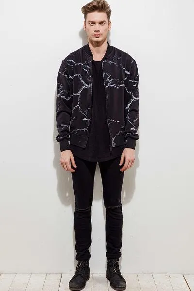 Men's Calcium Carbonate Black Bomber Jacket