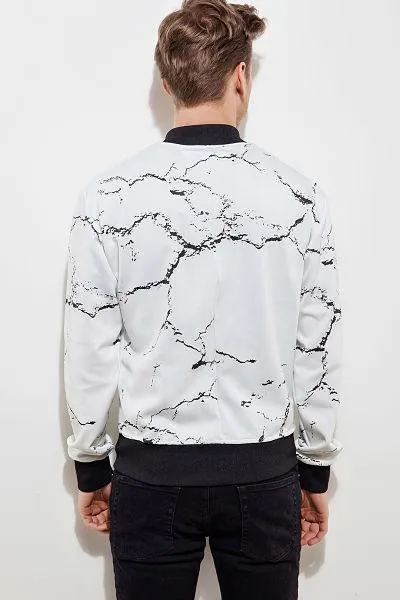 Men's Calcium Carbonate White Bomber Jacket