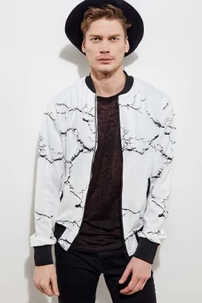 Men's Calcium Carbonate White Bomber Jacket