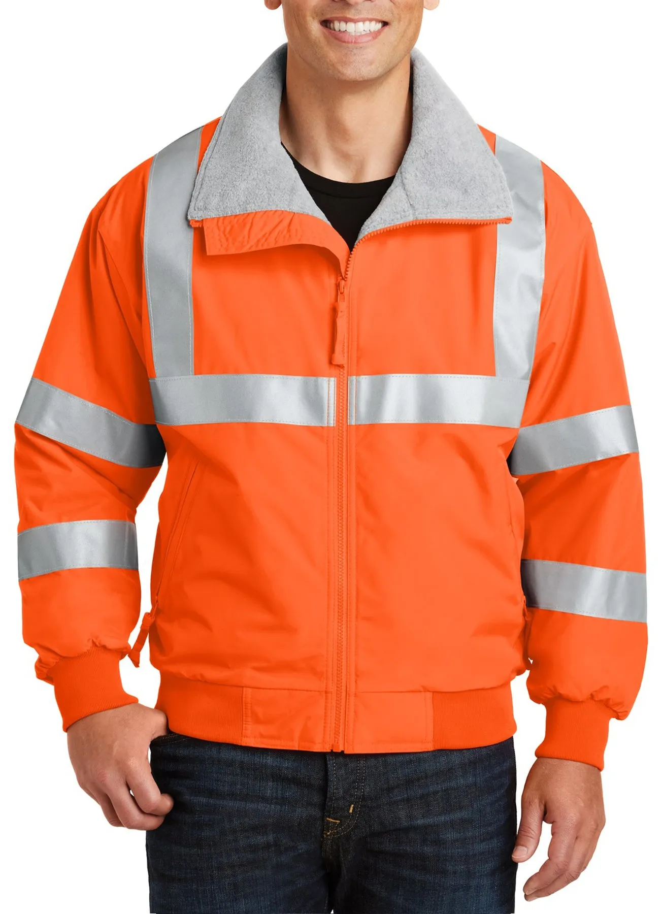 Men's Full-Zip Enhanced Visibility Jacket with Reflective Taping