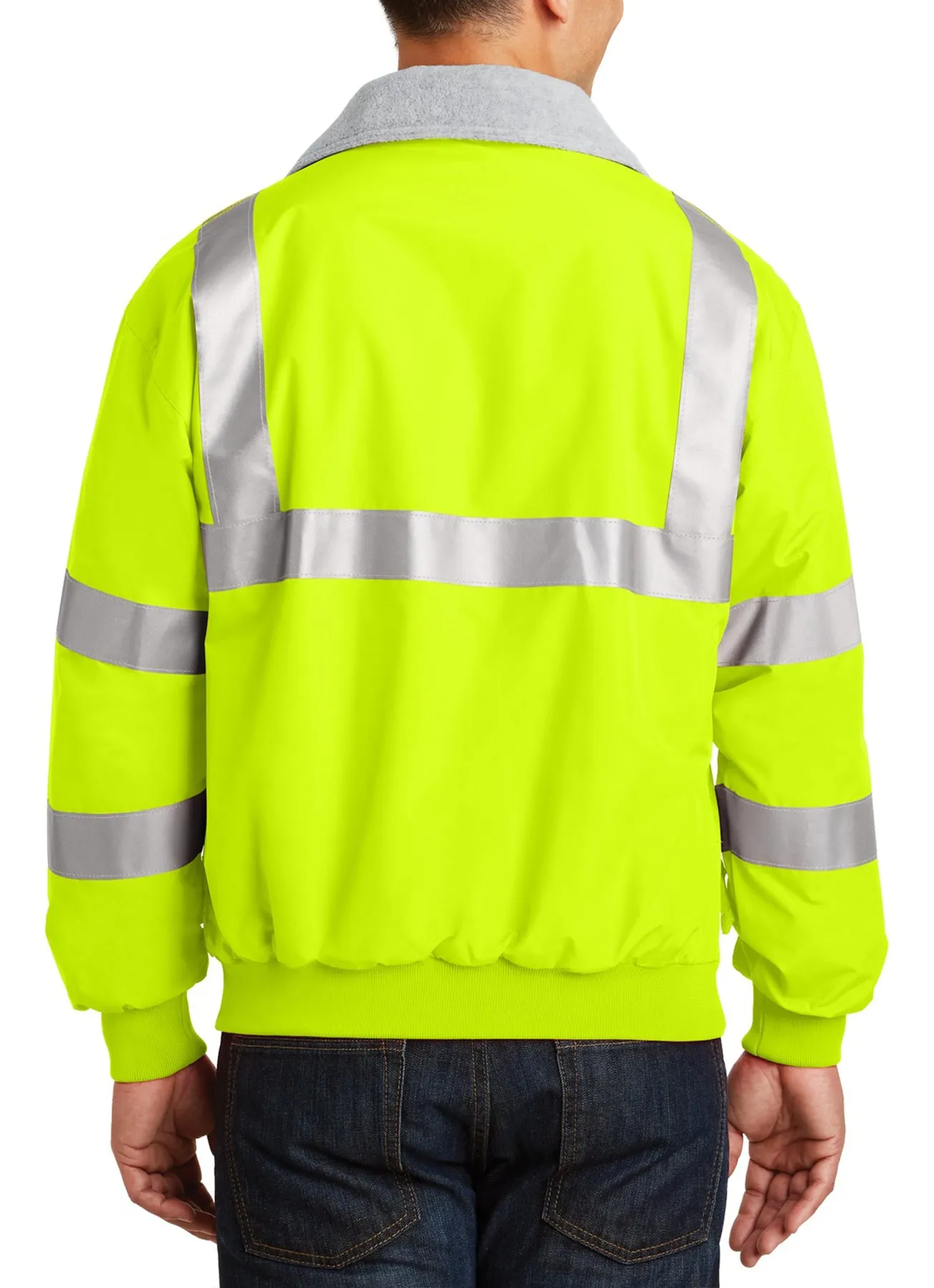 Men's Full-Zip Enhanced Visibility Jacket with Reflective Taping