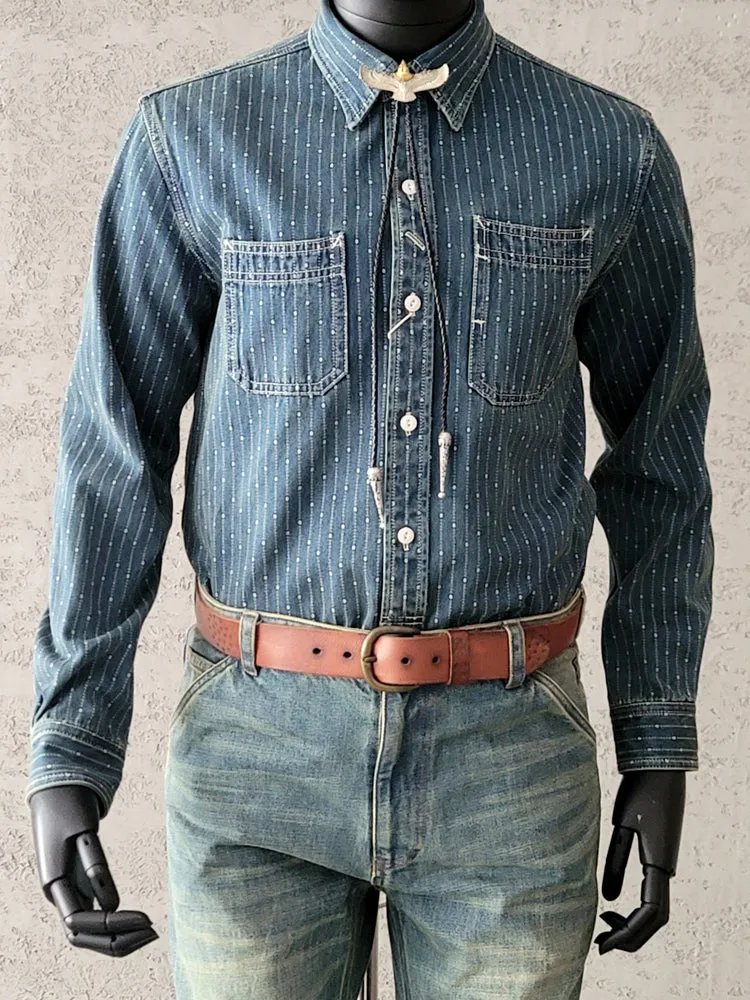 Men's Indigo Striped Denm Shirt