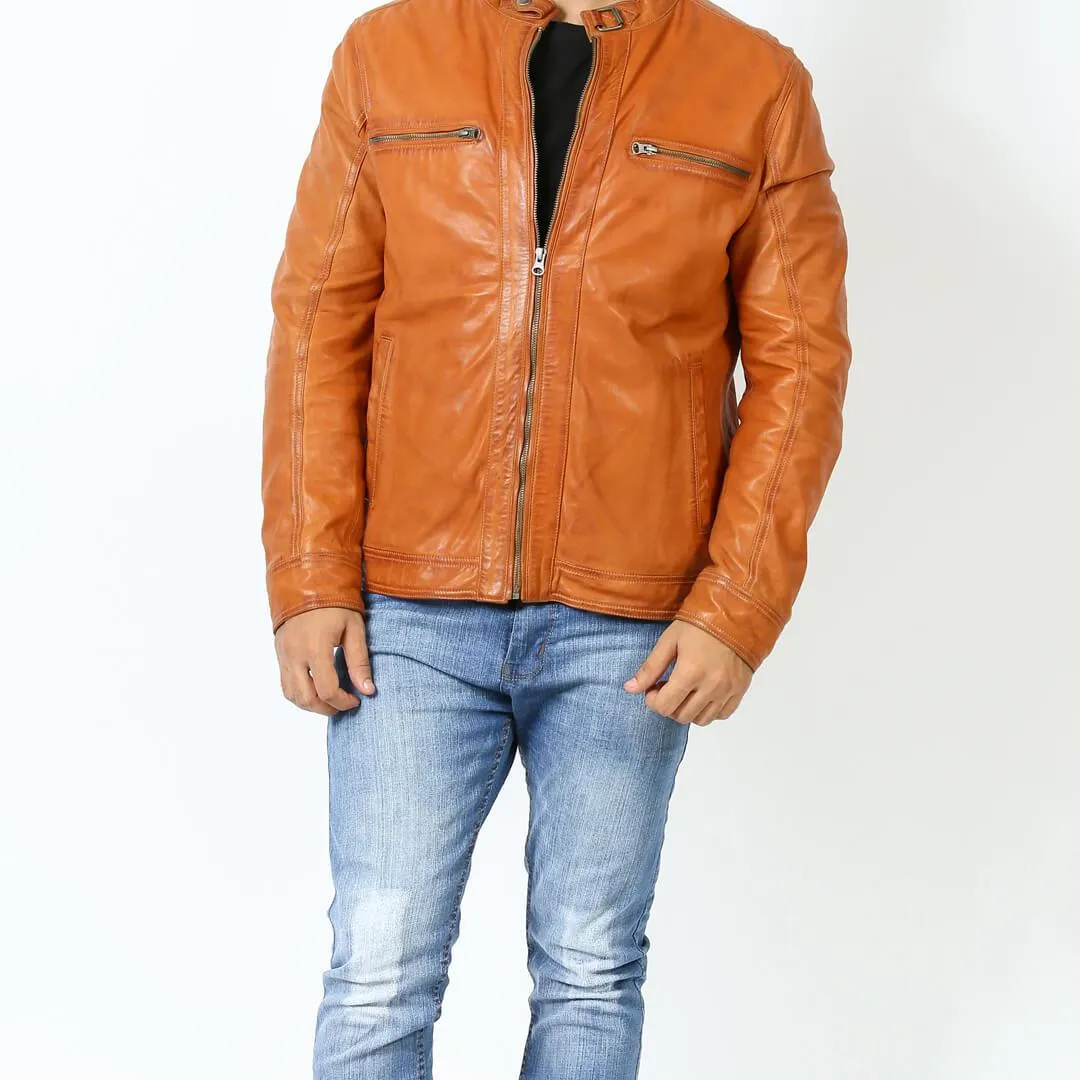 Men's  Leather Racer Jacket