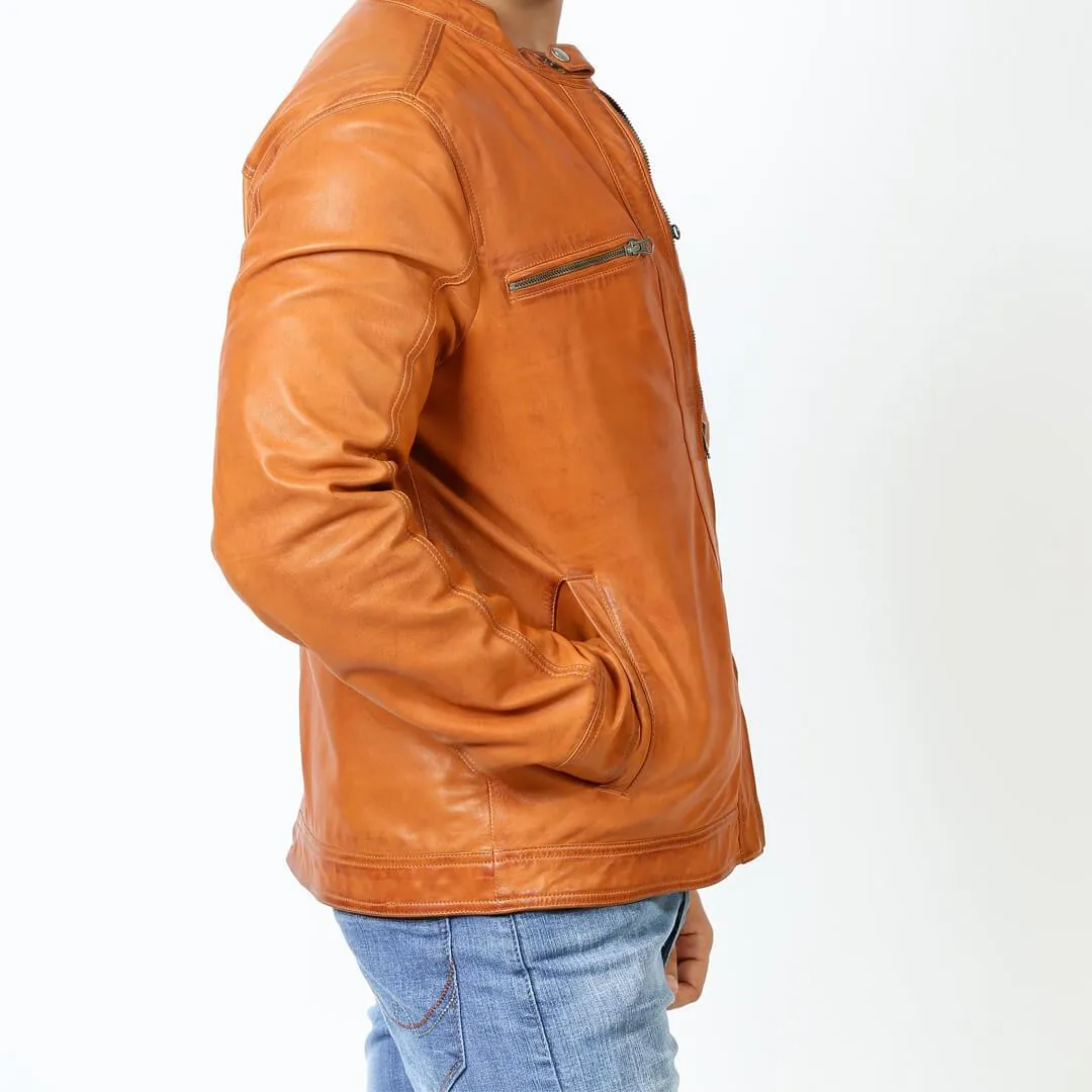 Men's  Leather Racer Jacket