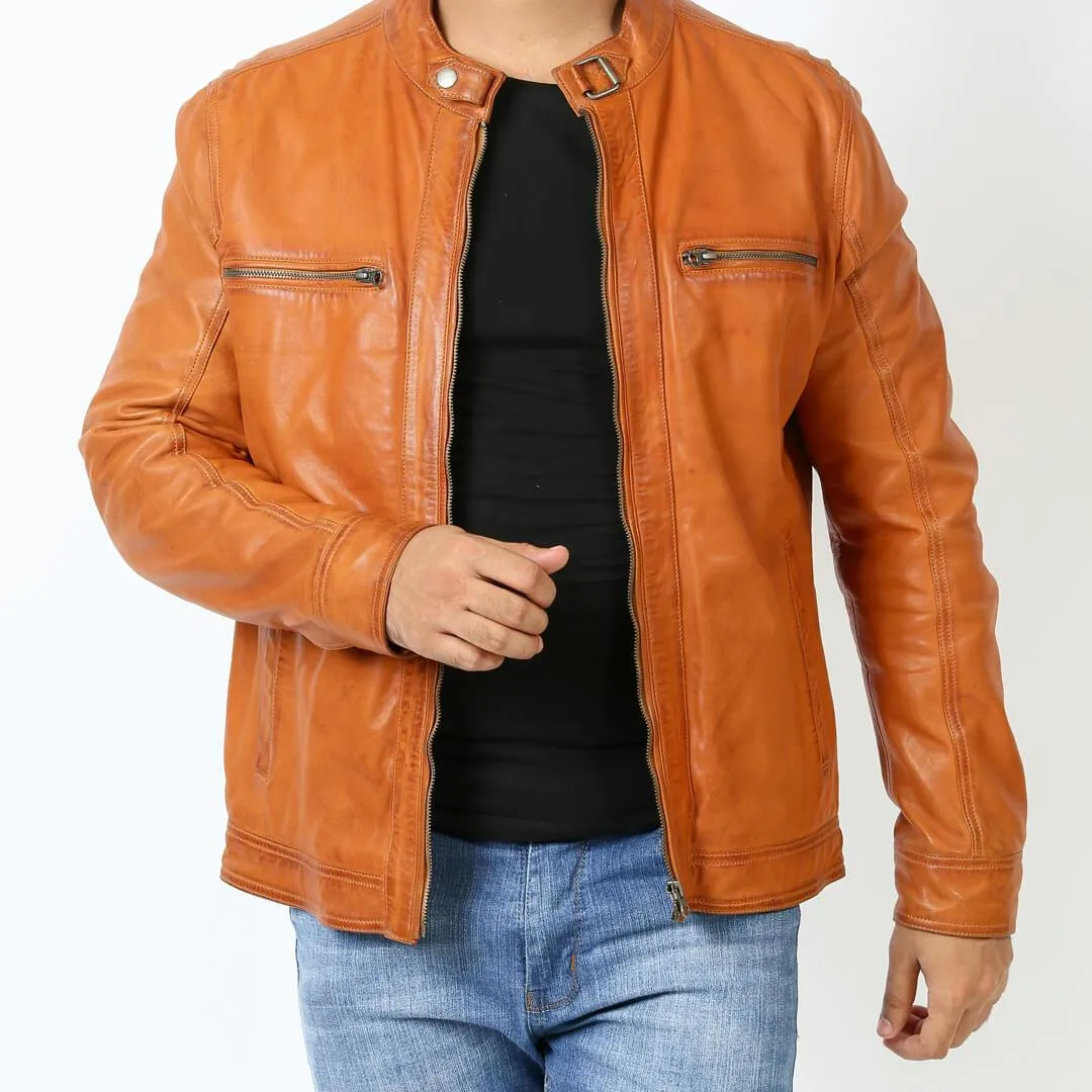 Men's  Leather Racer Jacket