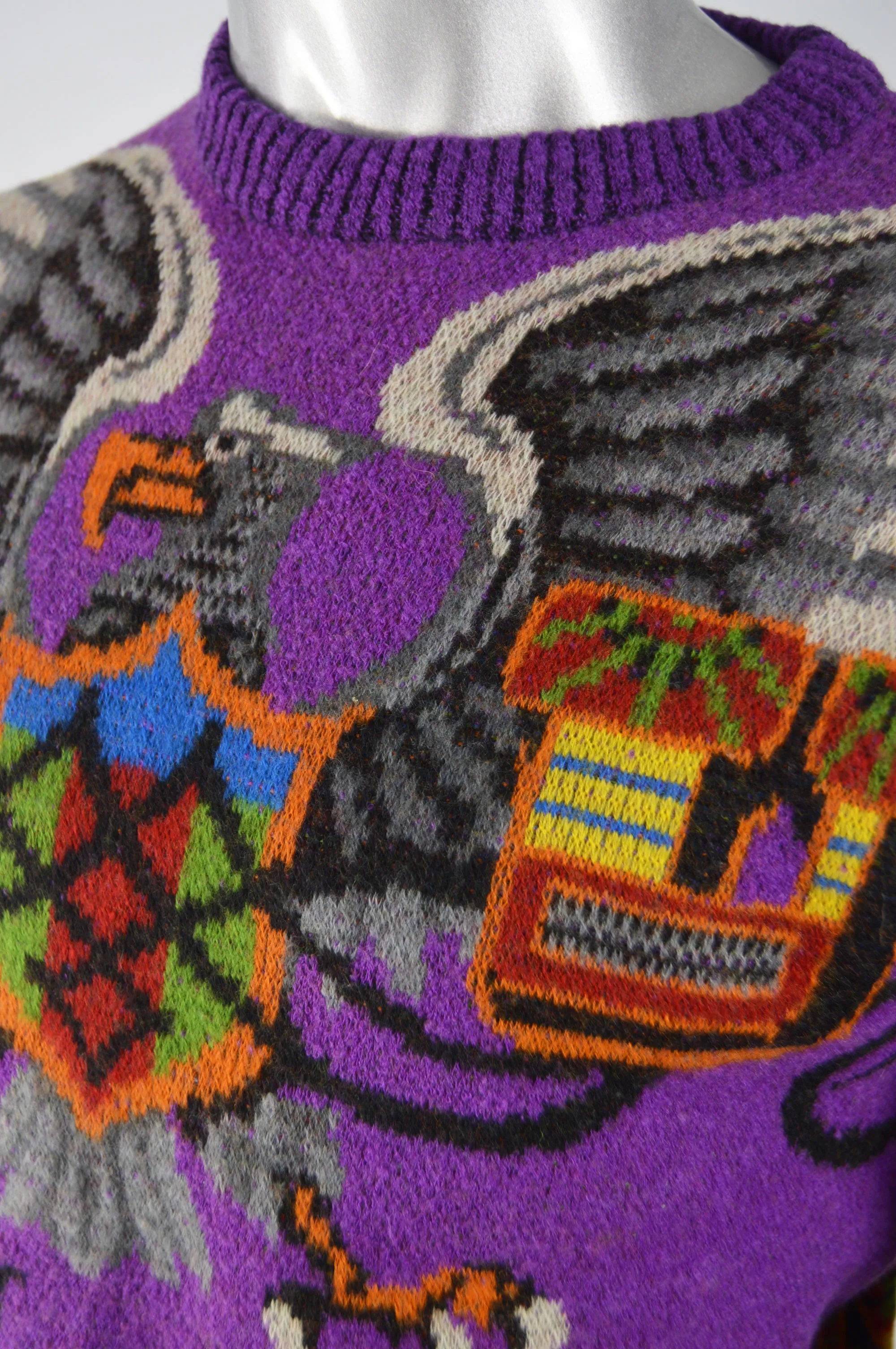 Men's Vintage Purple Eagle Knit Jumper, 1980s