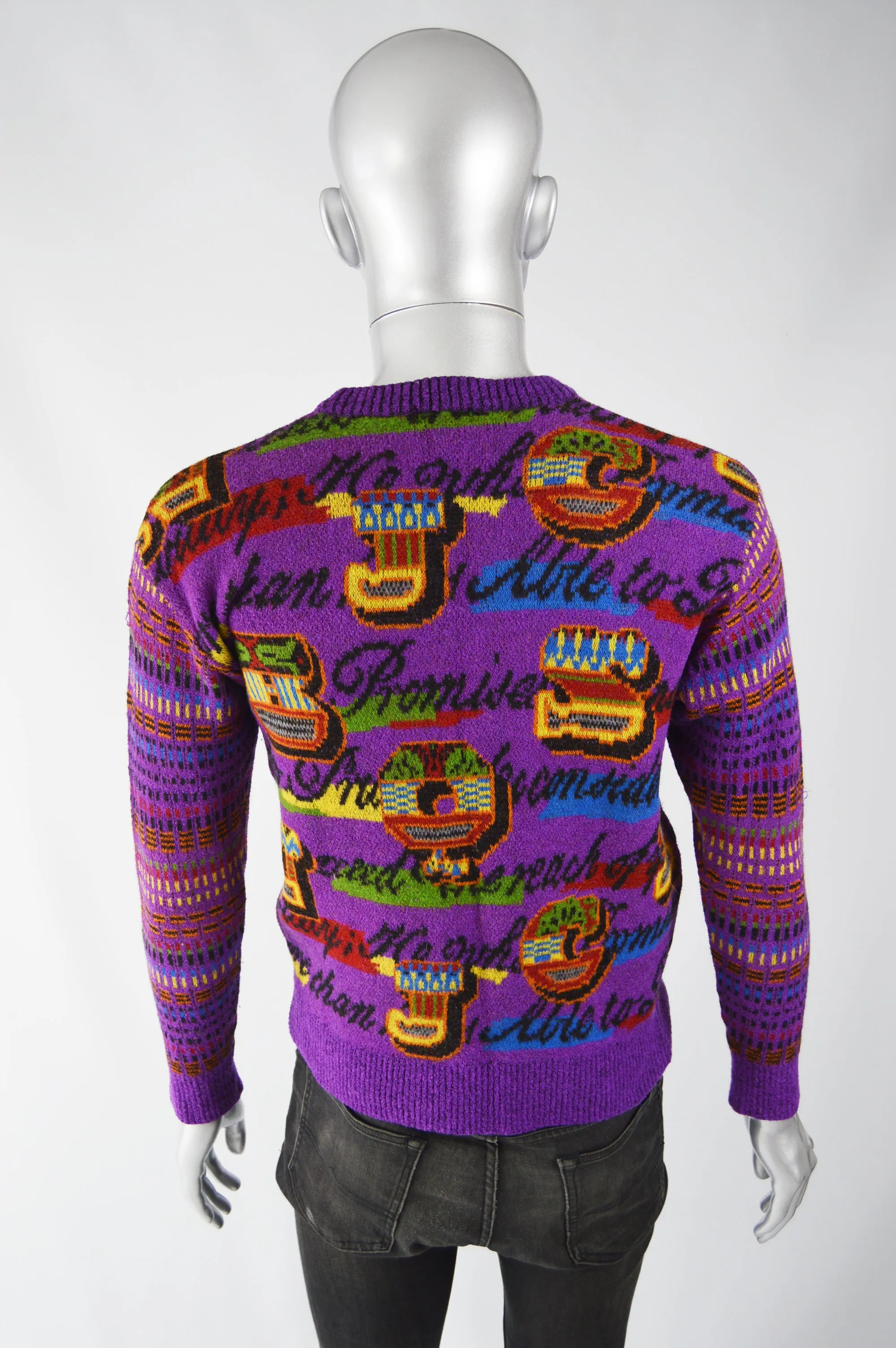 Men's Vintage Purple Eagle Knit Jumper, 1980s