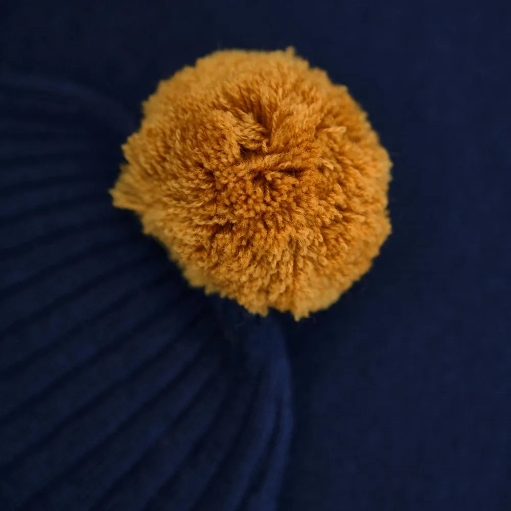 Merino Bobble Beanie (Navy/Mustard)