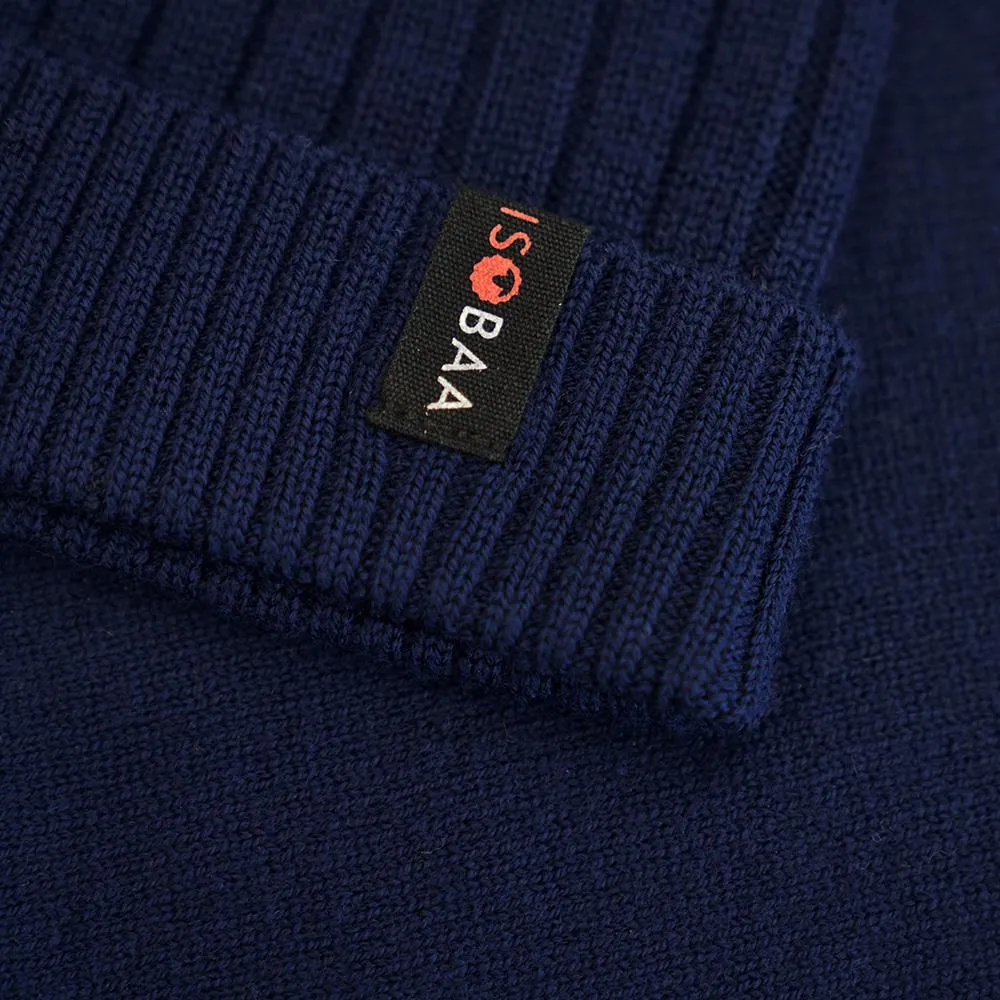 Merino Bobble Beanie (Navy/Mustard)