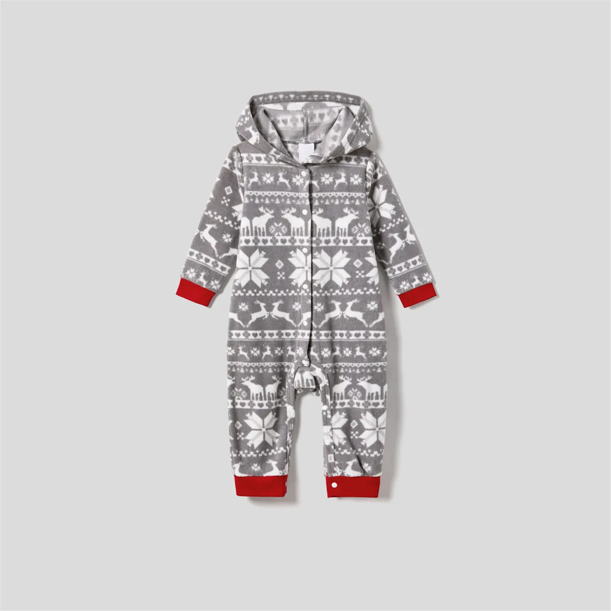 Merry Christmas Hooded Family Christmas Pajamas Reindeer Grey Pajama Pants