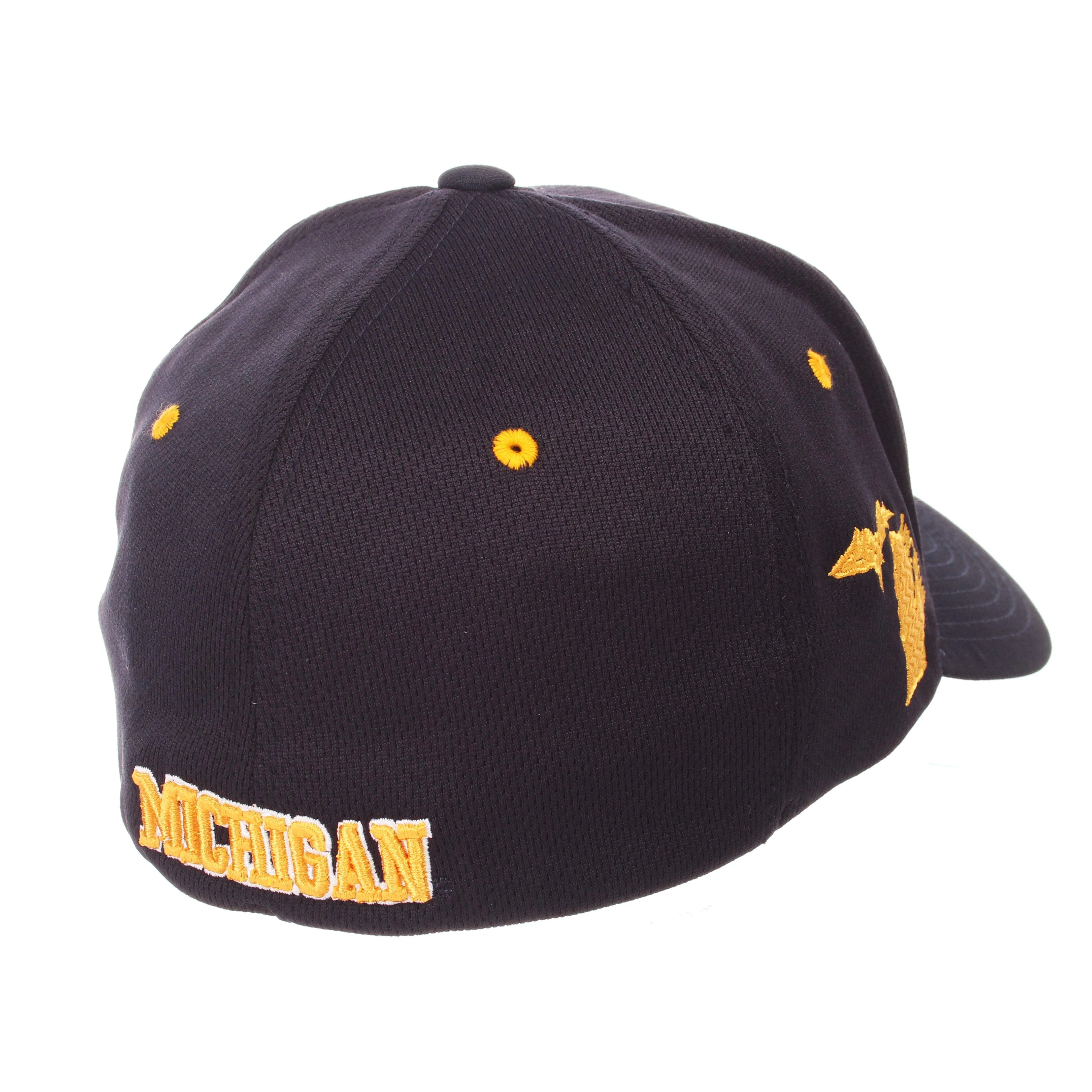 Michigan Wolverines Zephyr Dark Navy "Rambler" Stretch Fit Hat Cap (M/L)