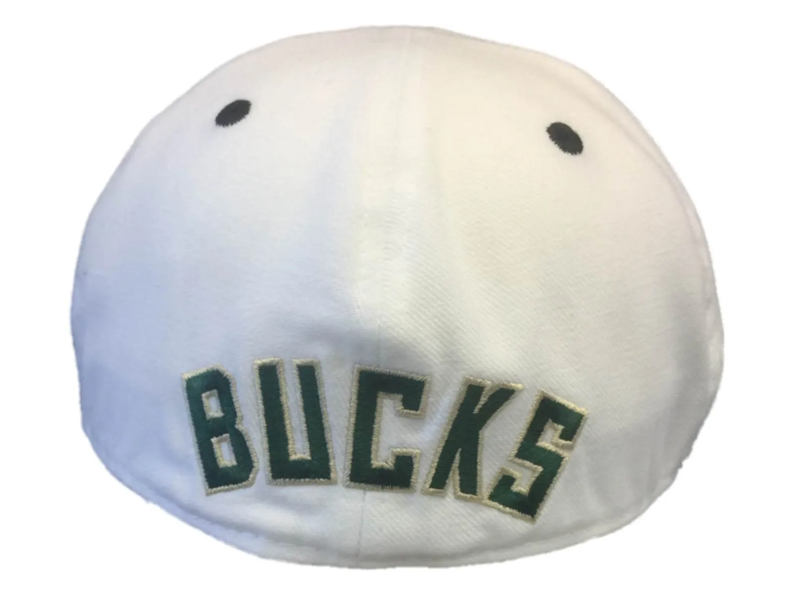 Milwaukee Bucks Adidas White & Gray Structured Fitted Flat Bill Hat Cap (7 3/8)