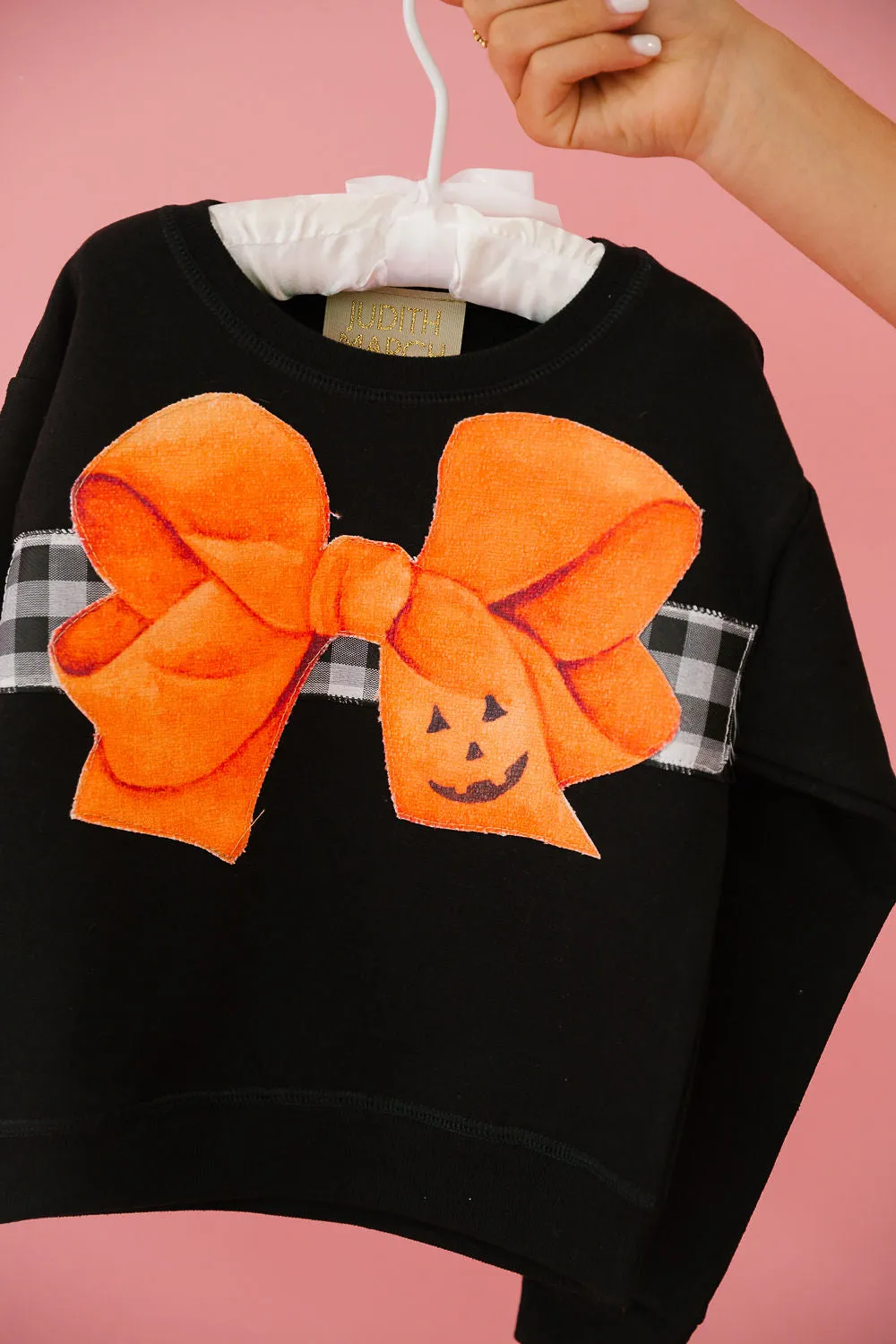 MINI KIDS PUMPKIN BOW BLACK PULLOVER