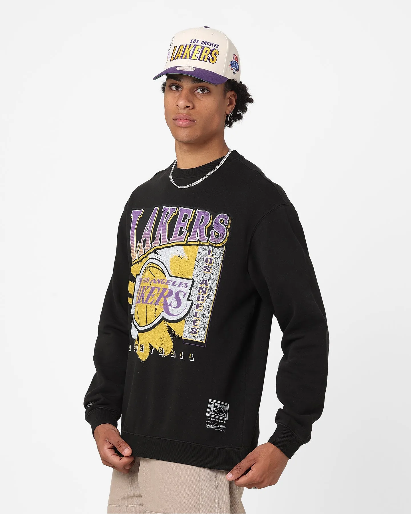 Mitchell & Ness Los Angeles Lakers Paintbrush Crewneck Faded Black