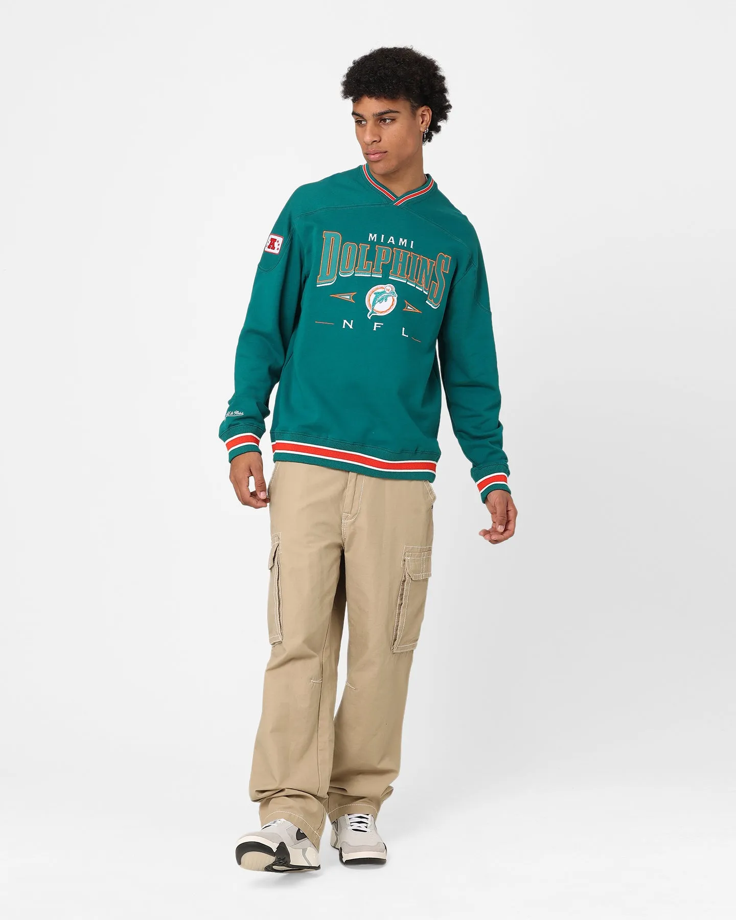 Mitchell & Ness Miami Dolphins Division Crewneck Faded Teal