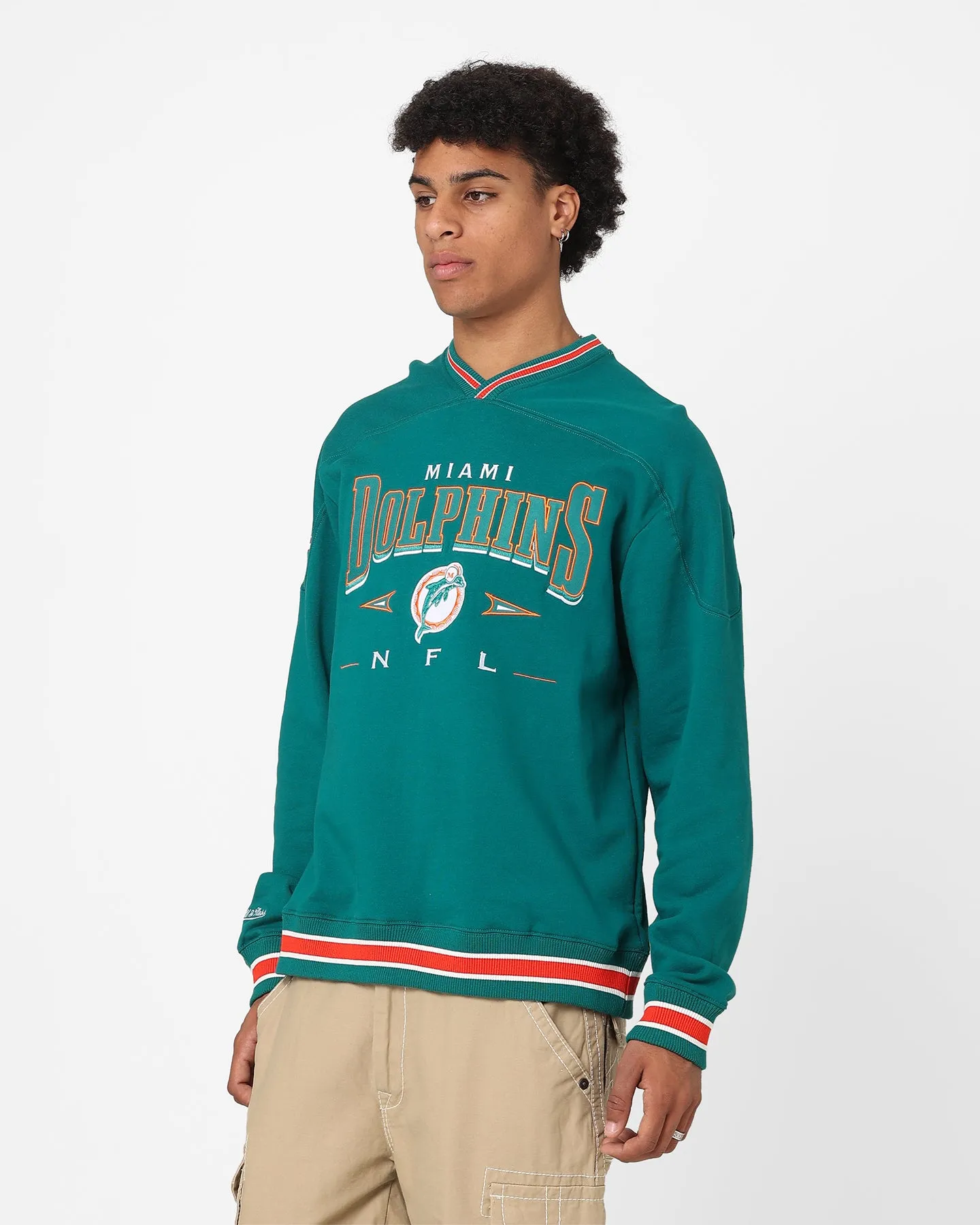 Mitchell & Ness Miami Dolphins Division Crewneck Faded Teal