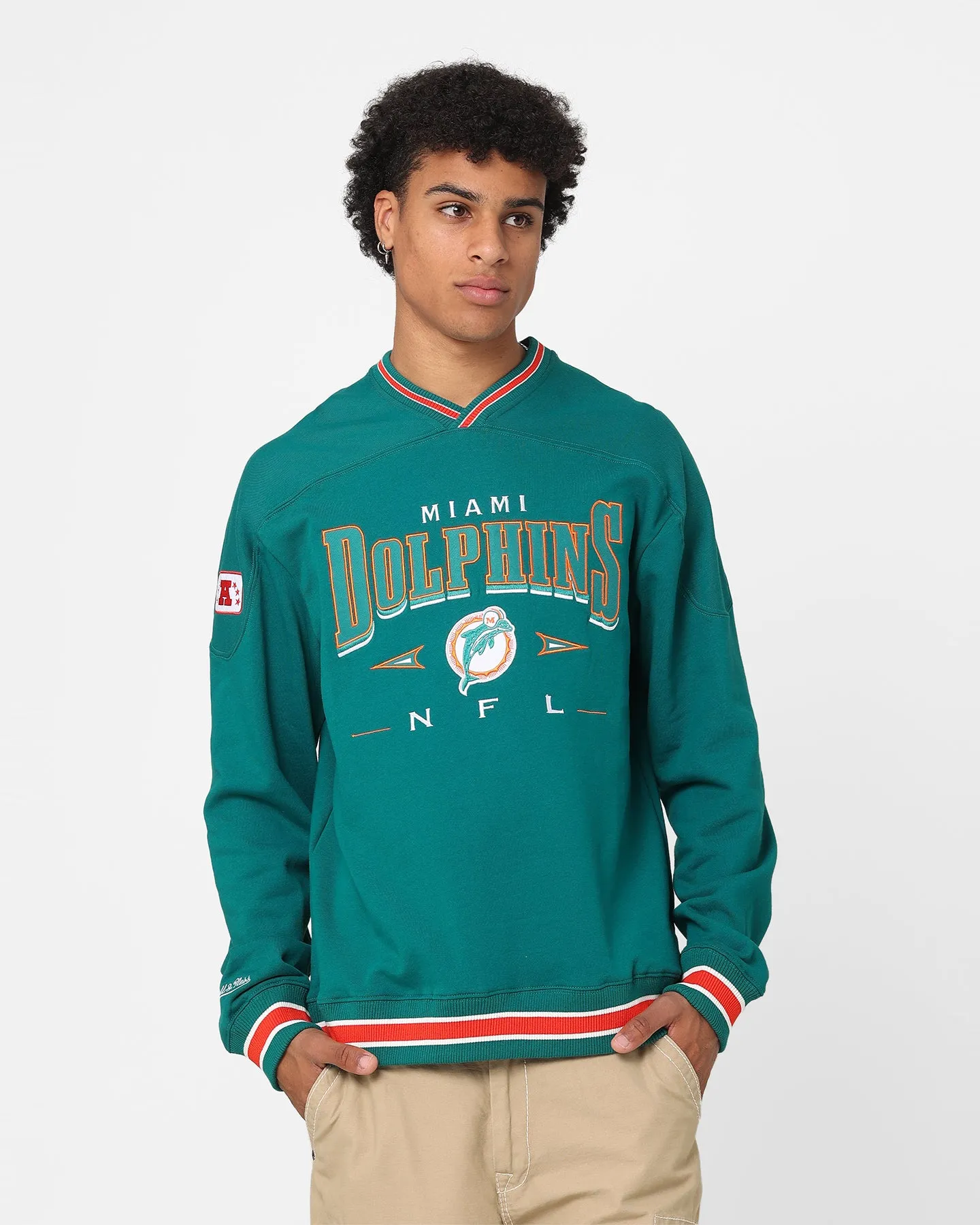 Mitchell & Ness Miami Dolphins Division Crewneck Faded Teal