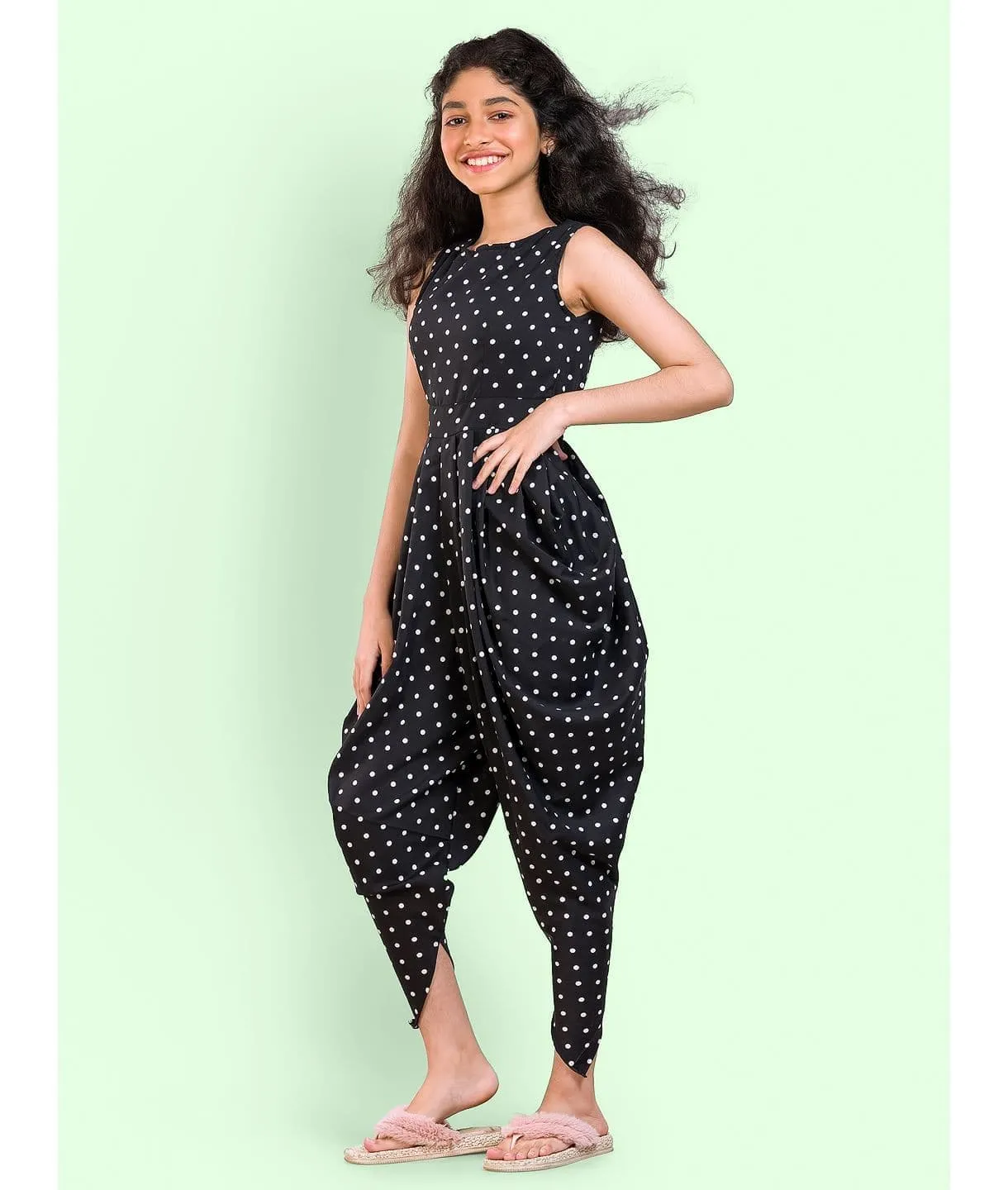 Multi colour elasticated Dhoti Jumpsuit for Girls