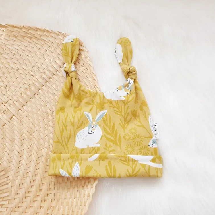 Mustard Bunny Beanie Swaddle Set