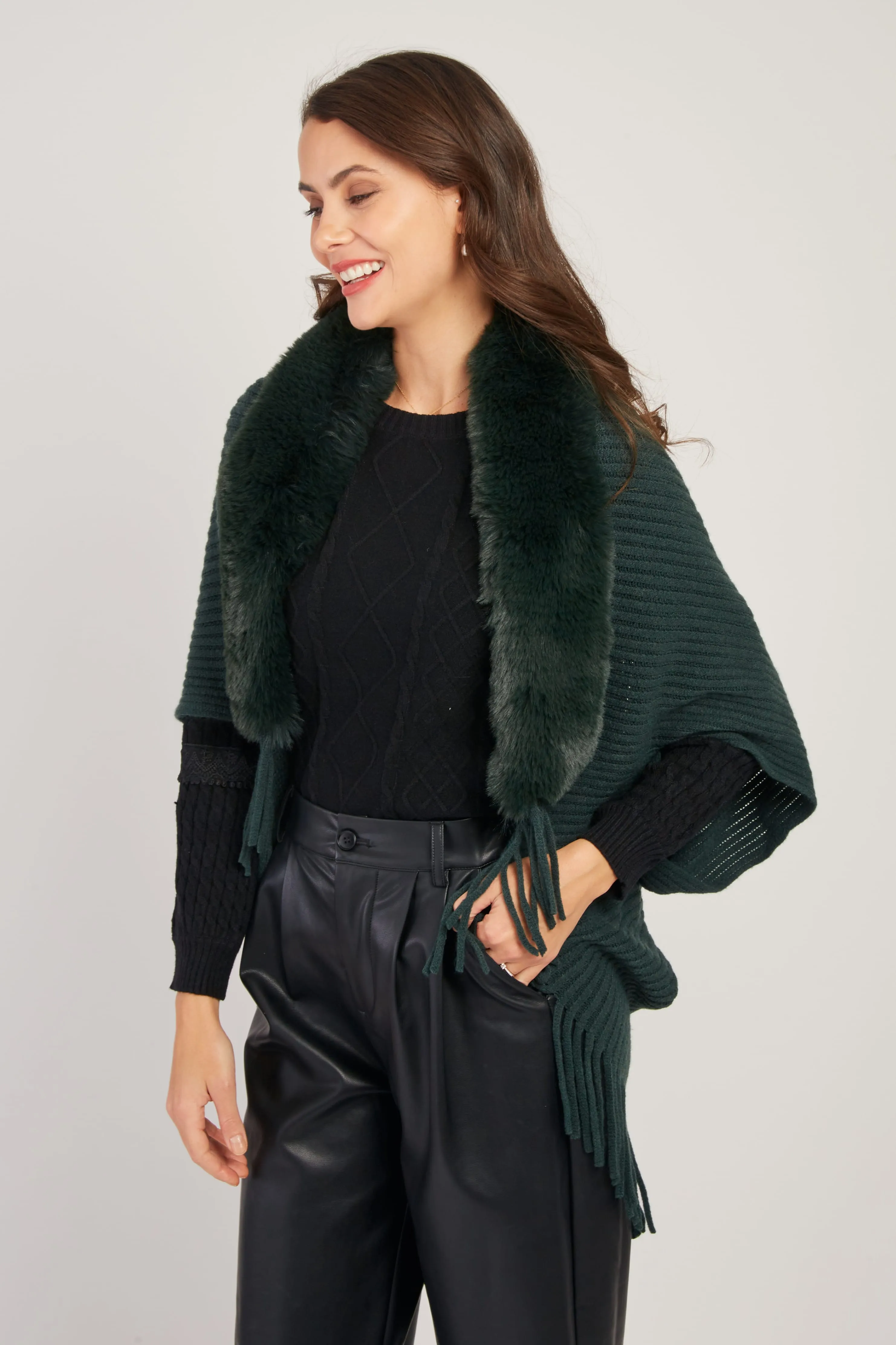 Nelly Faux Fur Shrug/Shawl  -Cream